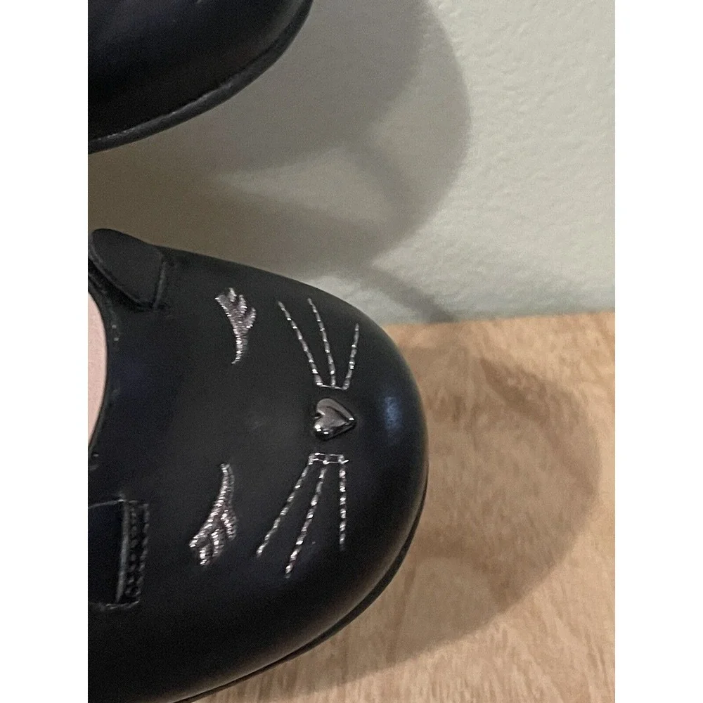 The Children's Place Girl's Closed Toe Black Cat Flats Shoes Mary Jane ~ Size 6